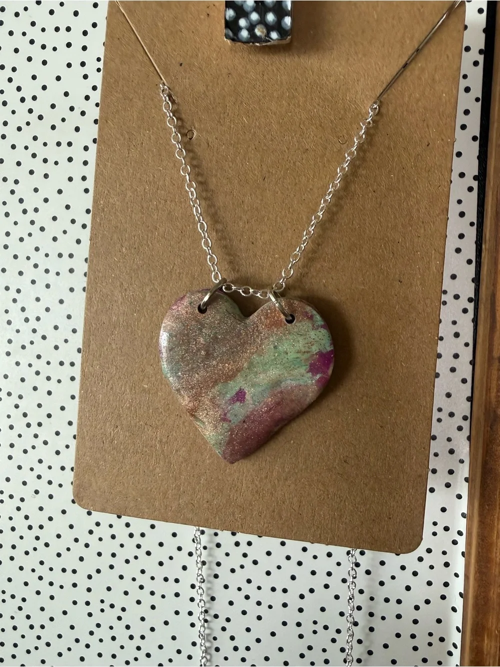 Handmade Multicolor Heart Pendant Necklace - Women Jewelry - Picture 3 of 8